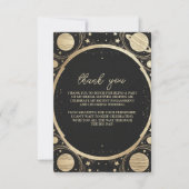 Foto Black Gold Celestial Crescent Moon Bridal Dankeskarte (Vorderseite)