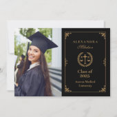Foto Black Gold Elegante Law School Abschluss Ankündigung (Vorderseite)