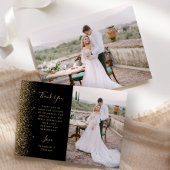 Foto Black Gold Glitzer Script Hochzeit Dankeskarte
