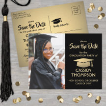 Foto Black & Gold Moderner Abschluss Save the Date