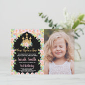 Foto Black Golden Princess Einladung zum Geburtsta (Stehend Vorderseite)