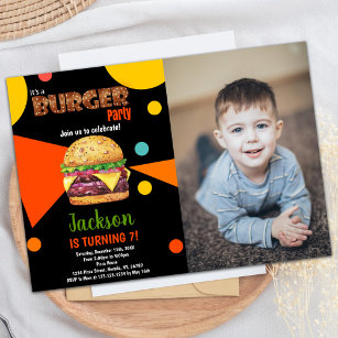 Foto Black Green Burger Geburtstagseinladungen Einladung
