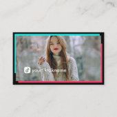 Foto Black Hot Pink Türkis QR Code Visitenkarte (Vorderseite)