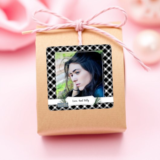 Foto Black Karo Weihnachtsgeschenk Aufkleber