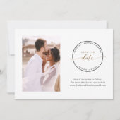 Foto, Black Monogram Briefmarke Foto Overlay Hochz Save The Date (Rückseite)