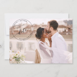 Foto, Black Monogram Briefmarke Foto Overlay Hochz Save The Date