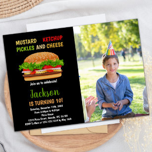 Foto Black Red Green Burger Geburtstagseinladungen Einladung