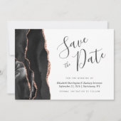 Foto Black Rose Gold Agate Save the Date Karte (Vorderseite)