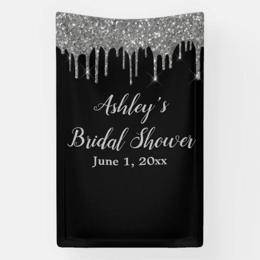 Foto "Black & Silver Brautparty Background" Banner (Vertikal)