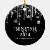 Foto Black String Lights Party Keramik Ornament (Vorne)