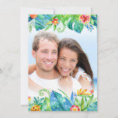 Foto Black Tropical Watercolor Floral Wedding Einladung (Rückseite)