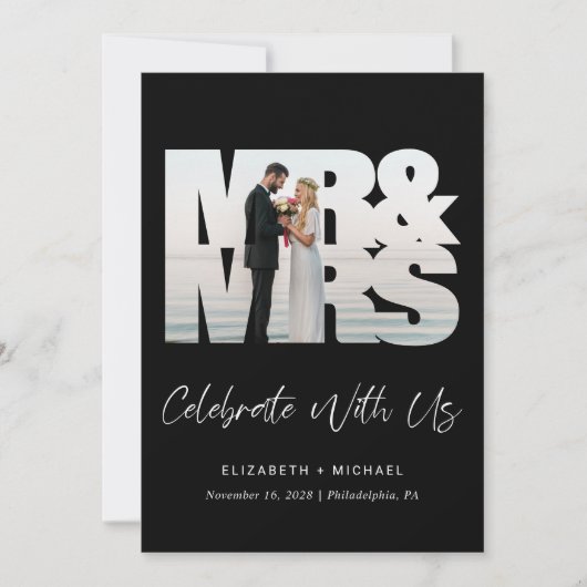 Foto Black Wedding Reception Einladung (Vorderseite)