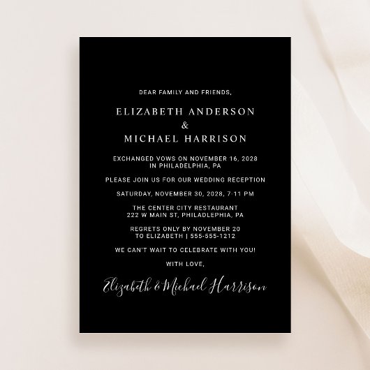 Foto Black Wedding Reception Einladung