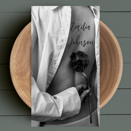 Foto Black & White Stylish Typografie Script Visitenkarte