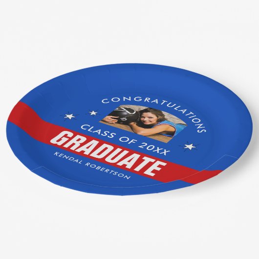 Foto "Blau und Rot" Pappteller (Schrägansicht)