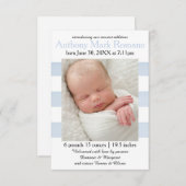 Foto "Blau/Weiß Streifen" - Geburtsankündigung 3x5 Ankündigung (Vorne/Hinten)