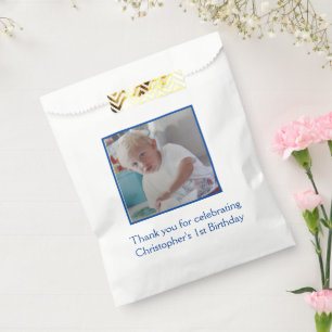 Foto Blau Weiße Geburtstags-Geschenktüte Geschenktütchen