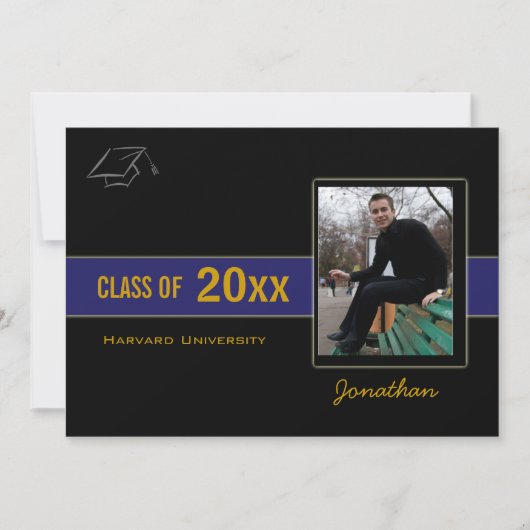 Foto Blauer Einladung zur Graduierungspartei (Vorderseite)