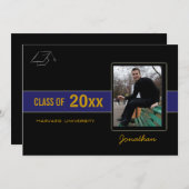 Foto Blauer Einladung zur Graduierungspartei (Vorne/Hinten)