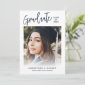 Foto Blauer Einladung zur Graduierungspartei (Stehend Vorderseite)