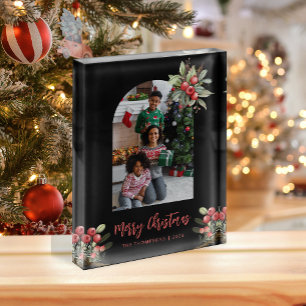 Foto Block Arch Cranberry Frohe Weihnachten Schwar