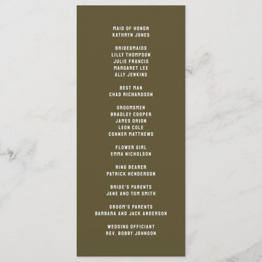 Foto Block Heart Wedding Programm (Rückseite)