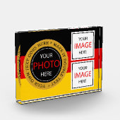 Foto-Block mit deutscher Flagge und Glasrahmen für Fotoblock (Links)