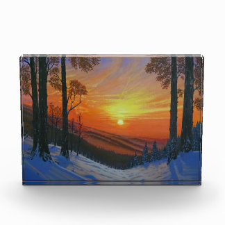 Foto Block - "Sonnenuntergang über schneebedecktem