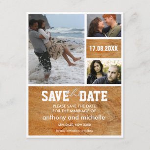 Foto-Blockhochzeit aus Holz speichern Sie das Datu Save The Date
