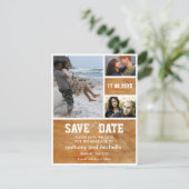 Foto-Blockhochzeit aus Holz speichern Sie das Datu Save The Date (Stehend Vorderseite)
