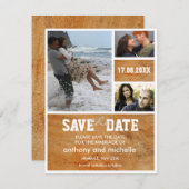 Foto-Blockhochzeit aus Holz speichern Sie das Datu Save The Date (Vorne/Hinten)