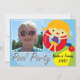 Foto Blond Girl Pool Party Geburtstag schwimmen Einladung