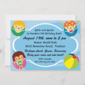 Foto Blond Girl Pool Party Geburtstag schwimmen Einladung (Rückseite)