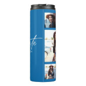 Foto Blue Abschluss Drehbuch modern elegant Thermosbecher (Rückseite)