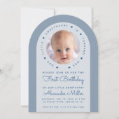 Foto Blue Arch Unser kleiner Liebling Geburtstag Einladung (Vorderseite)