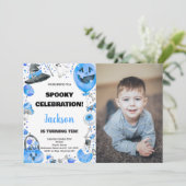 Foto Blue Ballon Halloween Einladungen (Stehend Vorderseite)