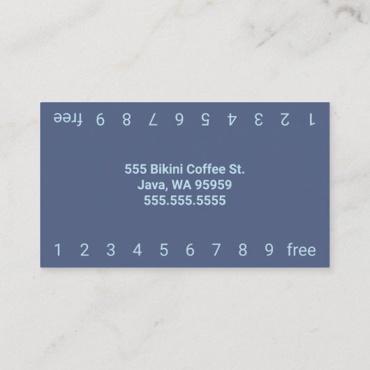 Foto Blue Bikini Coffee Drive-Thru Treuekarte (Rückseite)