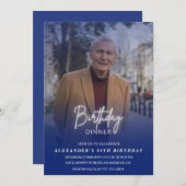 Foto Blue Birthday Dinner 84. Geburtstag Einladung (Vorne/Hinten)