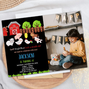 Foto Blue Black Farm Tiere Geburtstag Einladung