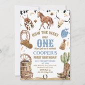 Foto Blue Brown wie der Westen ein 1. Geburtstag w Einladung (Vorderseite)