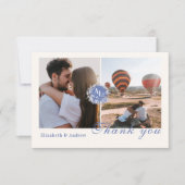 Foto Blue Chinoiserie Botanische Hochzeit Dankeskarte (Vorderseite)