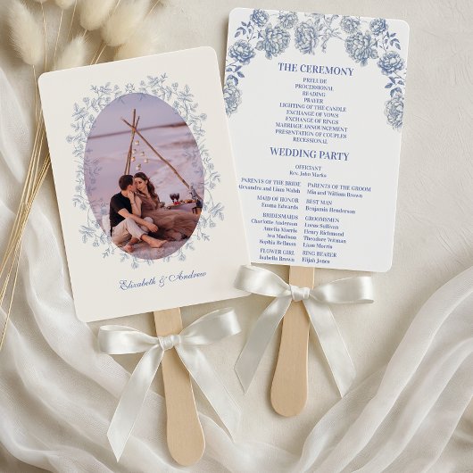 Foto Blue Chinoiserie Botanische Hochzeit Fächer