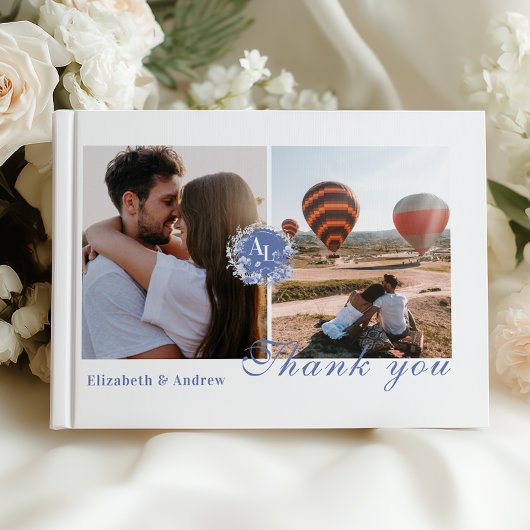 Foto Blue Chinoiserie Botanische Hochzeit Gästebuch