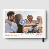 Foto Blue Chinoiserie Botanische Hochzeit Gästebuch (Rückseite)