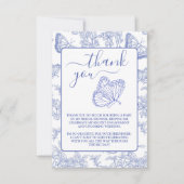 Foto Blue Chinoiserie Brautparty Dankeskarte (Vorderseite)