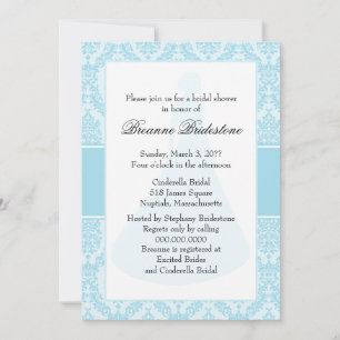 Foto Blue Damask Brautparty Einladung