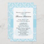 Foto Blue Damask Brautparty Einladung (Vorne/Hinten)