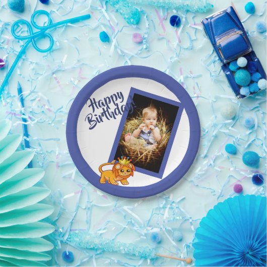 Foto-Blue-Geburtstagsjunge Pappteller (Party)