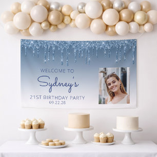 Foto Blue Glitzer Tropfen 21. Geburtstagsbanner Banner