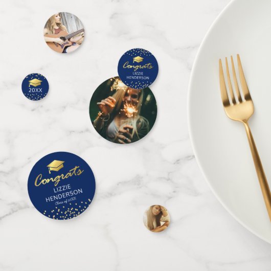 Foto Blue Gold 2025 Graduation Party Konfetti (Gruppe)